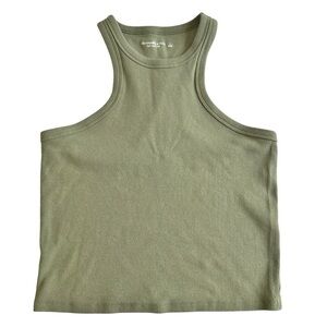 Abercrombie & Fitch Essential High Neck Rib Tank Soft A&F Racerback Large Green
